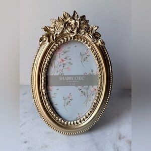 Shabby Chic Gold Floral Oval Frame 4x6” photo